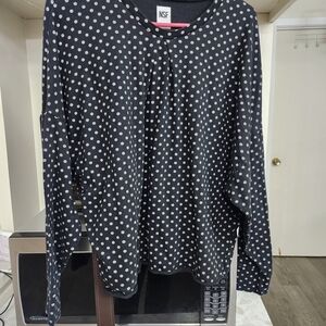 NSF Black and White Polka Dot Long Sleeve Top